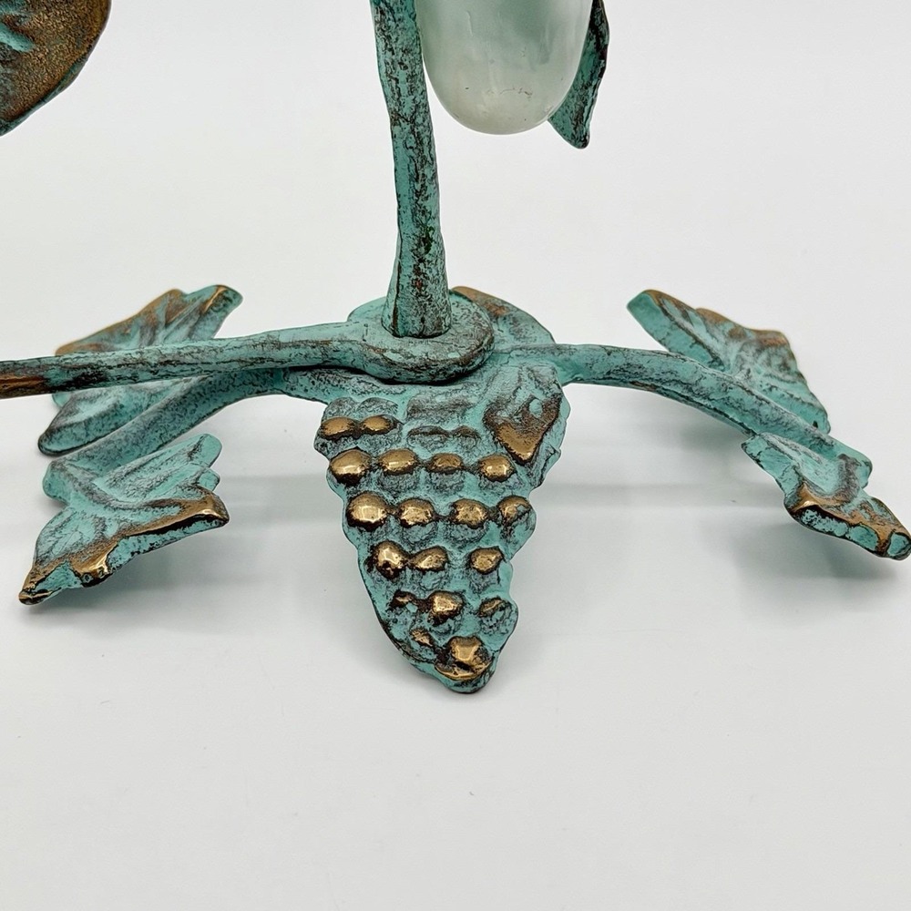 Vintage 90's Brass Hummingbird Verdigris Flower Candle Holder Vase Green Ivy - Picture 11 of 16